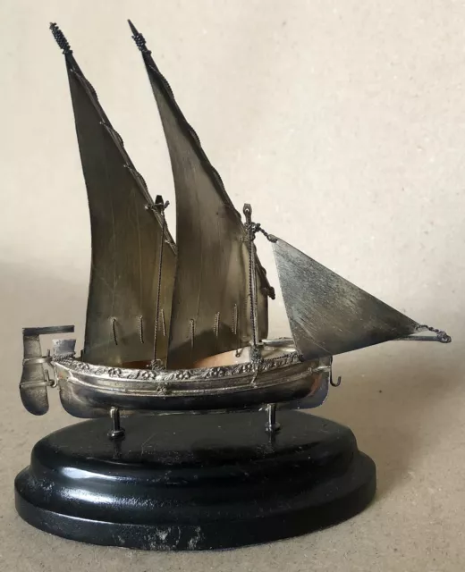 Vintage Maltese 925 Hallmarked Silver Sailing Ship Boat