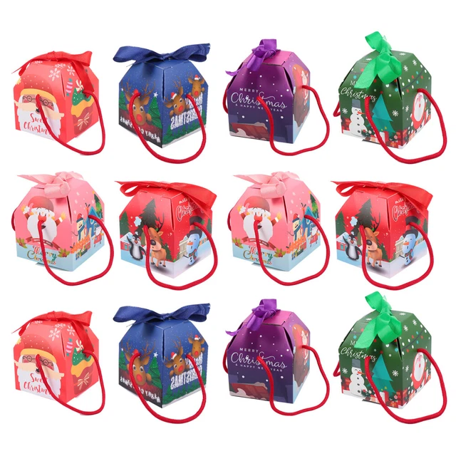 12 pz scatole regalo di cartone natalizio Natale sacchetti regalo di Natale scatola caramelle