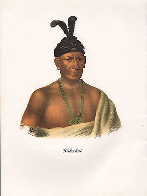 VINTAGE PRINT of 1830's NATIVE AMERICAN INDIAN WAKECHAI CROUCHING EAGLE SAUK FOX