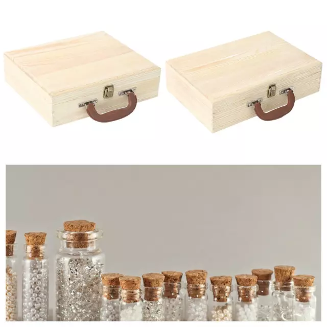Wooden Storage Box Portable with Handle DIY Gift Box Decorative Keepsake