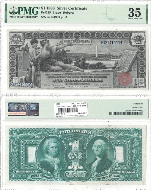 1896 $1 Silver Certificate "Educational Series" Fr 225 PMG Choice Very Fine-35