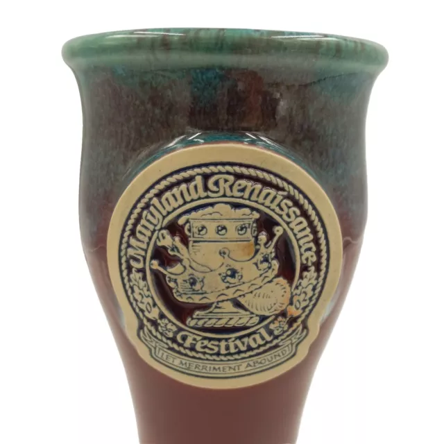Vintage Maryland Renaissance Festival Beer Pint Pottery Stein Mug Drip Glaze