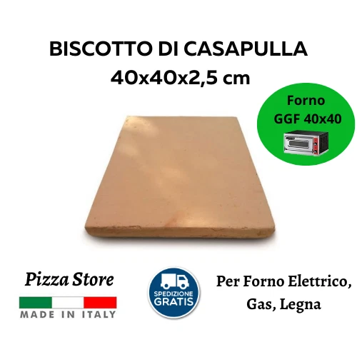 BISCOTTO DI CASAPULLA 40x40 - PIETRA REFRATTARIA PER PIZZA FORNO ELETTRICO GAS