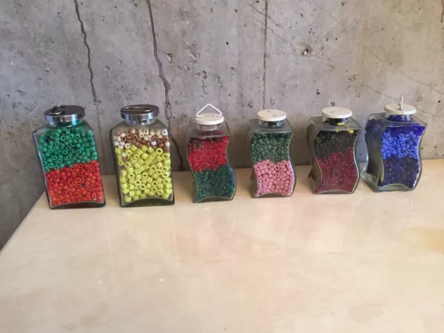 Sac de perles de verre rouge et vert bijoux tubulaires couture 3