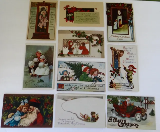 Set 10 Victorian Reproduction Christmas Postcards NEW Old Stock FREE SHIPPING  6