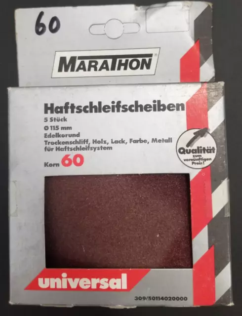 Inhalt 5 Stück Marathon Schleifscheiben K60, Ø 115mm - Neu  OVP hat Lagerspuren