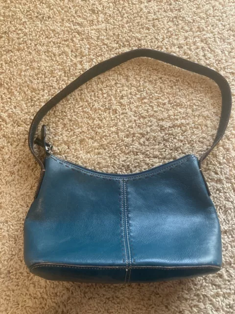 FOSSIL Teal Leather Shoulder  BAG-EUC