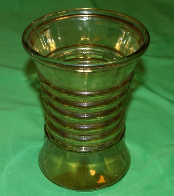 VASE VERRE MOULÉ pressé Ambré irisé Ancien Haut 16 cm Ø 12 cm