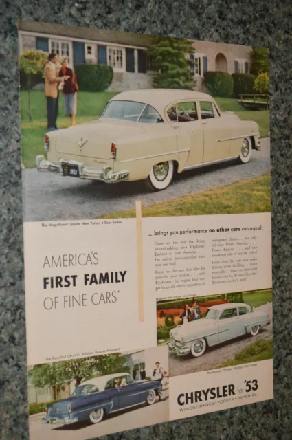 ★★1953 Chrysler New Yorker-Windsor Club Coupe Original Advertisement Print Ad 53