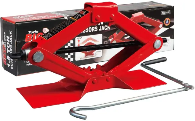 Torin T10152 Big Red Steel Scissor Jack, 1.5 Ton (3,000 Lb) Capacity