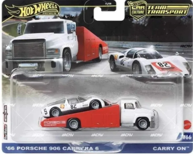 Hot Wheels 2024 Team Transport 66 Porsche 906 Carrera 6 Carry On # 66 (PRE-SALE)