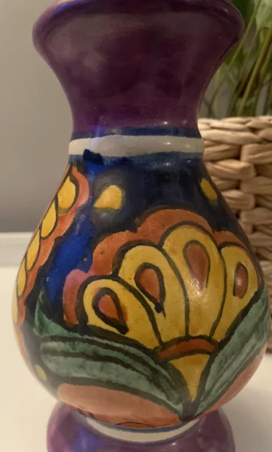 Vintage Talavera Mexican Art Pottery Ceramic Vase  Signed