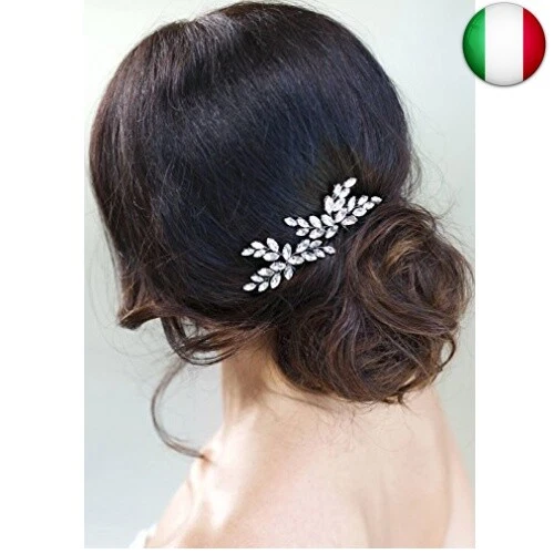 Kercisbeauty, semplice foglia argentata vintage per nozze, forcine, fermagli