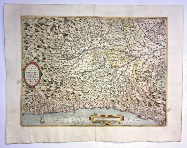 Piemonte Italy 1579 Abraham Ortelius Unusual Large Antique Map 16Th Century
