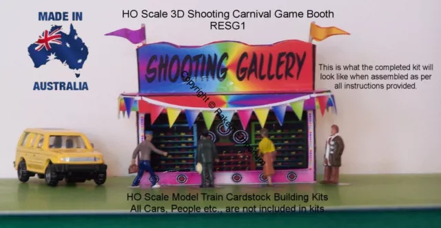 Shooting Gallery Carnival Booth 3D Model Railway Building Kit HO Scale RESG1