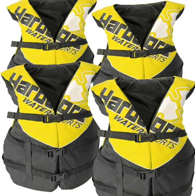 4 pack Hardcore Coast Guard type III PFD for adults; life jacket paddle vest
