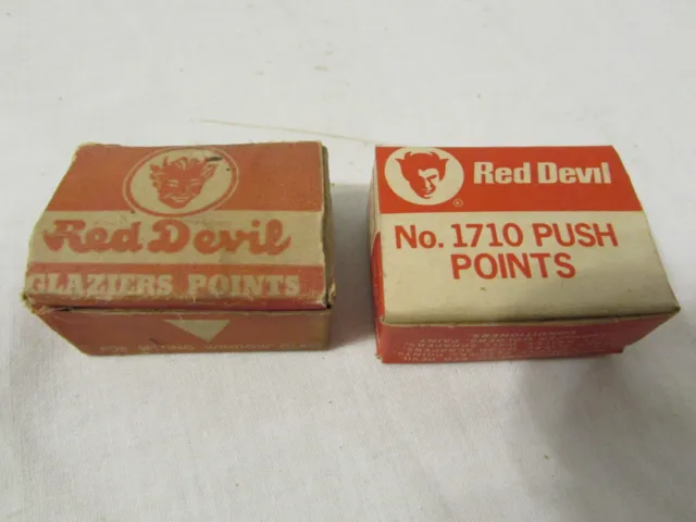 Lot of 2 Vintage RED DEVIL Push Points Glaziers Points With Tool