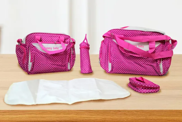 5pcs Baby Nappy Changing Bag Set Mummy Shoulder Handbag Diaper Bag Set Colours