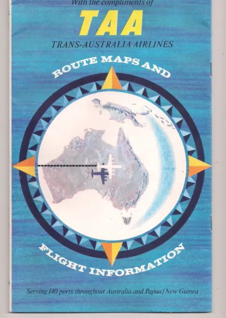 1955 TAA Trans Australia Airlines Route Map & Flight Information Brochure