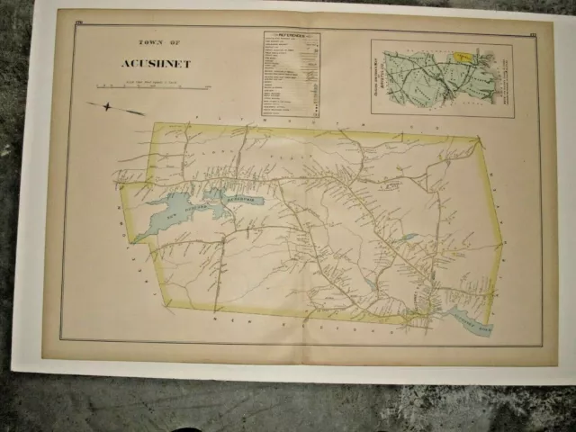 1895 Acushnet, Ma., Map Removed From The Everts & Richards Atlas Of 1895