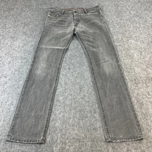 DIESEL IAKOP MENS Jeans 32 32 Slim Tapered Light Wash Grey Whisker