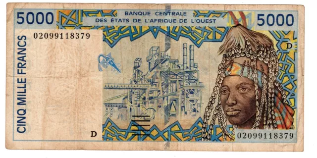 MALI Afrique de l'OUEST WEST AFRICAN STATES Billet 5000 FRANCS 1994 2002  P413D