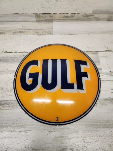 GULF 1985 Vintage  13.5" Gas Pump Globe Face / Lens (1 GLASS FACE ONLY)
