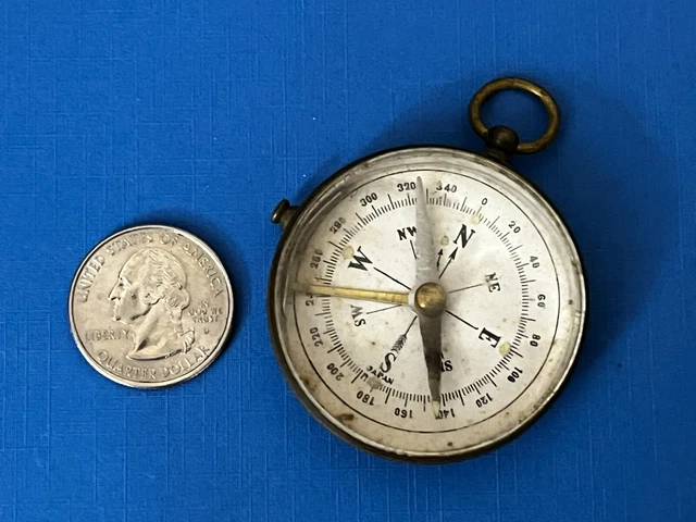 Antique Military Compass brass case Old made in Japan