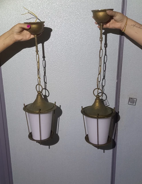 Lampe opaline ancienne suspension plafonnier | Coucou Retro