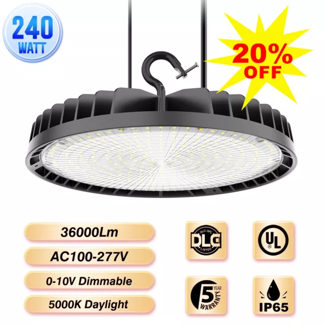 240W UFO LED Light Industrial Warehouse Shop High Bay Light Fixture 36000 Lumens