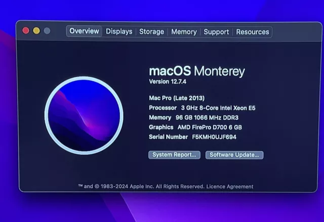 Apple Mac Pro 6.1 Final Cut Pro&Logic Pro X/AMD FirePro D700/96 GB RAM/2 TB NVMe