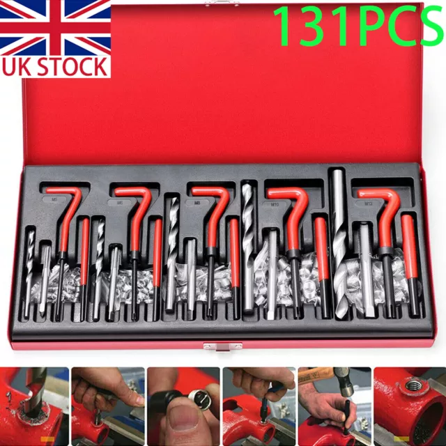 131 Piece Helicoil Metric Thread Repair Kit M5 M6 M8 M10 M12 Twist Drill Bits UK