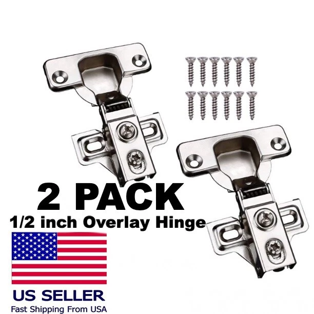2 PACK 1/2 inch Soft Close Overlay Hinges Steel Nickle 11.00