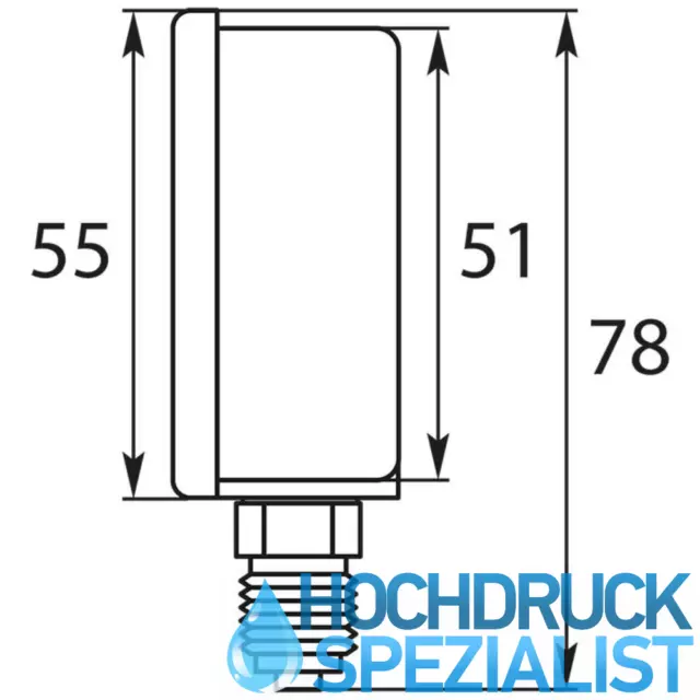 Manometer Hochdruckmanometer 0-400 bar Wasser 1/4 Zoll AG unten glyceringedämpft 2