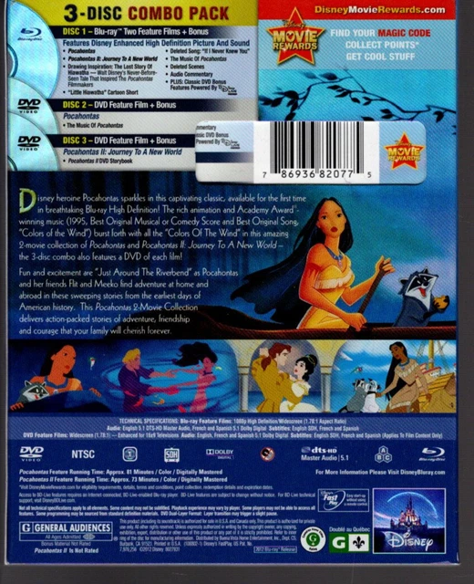 dvd Walt Disney PETER PAN + Blu Ray POCAHONTAS & POCAHONTAS II 5