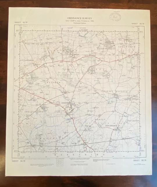 ORDNANCE SURVEY Sheet SU39 Stanford Berkshire1959 Provisional Ed. OS Map M136