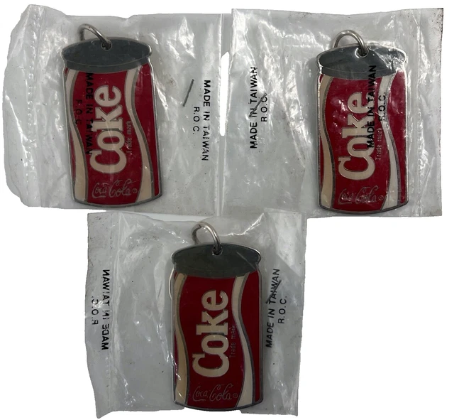Lot of 3 Vintage Coca Cola Metal Can Keychain by Gift Creations