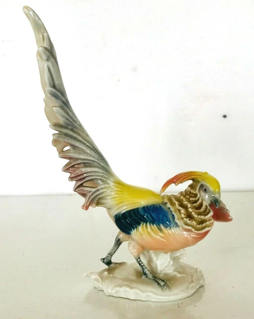 porcelaine polychrome représentant un faisan doré cachet fabriquant .XX siècle.