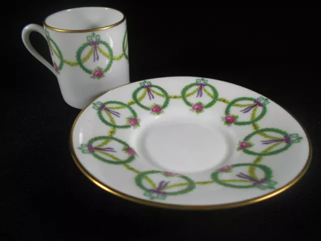 Magnifique Tasse & Sous Tasse Couronne De Laurier En Porcelaine De Limoges 2