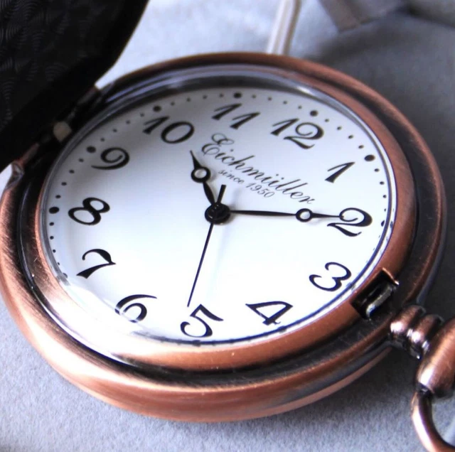 Eichmüller Taschenuhr Chrom Silber 45 Mm Savonnette Quarz Kette & Box 3