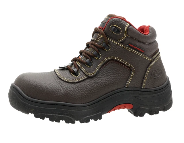 SKECHERS N3004* Womens Brown Work Burgin Leather Comp Toe Boots Size 8.5 M