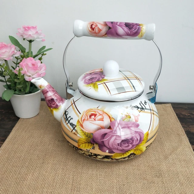 Enamel Water Kettle Vintage Tea Kettle Enamel Teapot Household Water Boiling