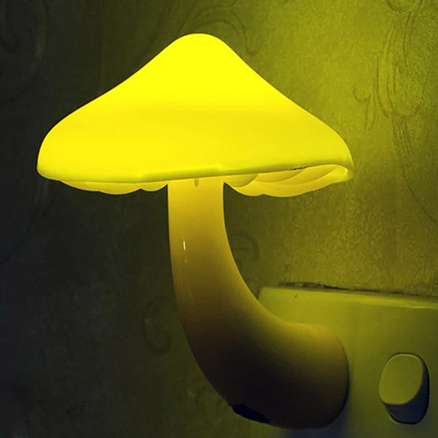 Wooden Mushroom Night Light - Touch Control & Warm Glow