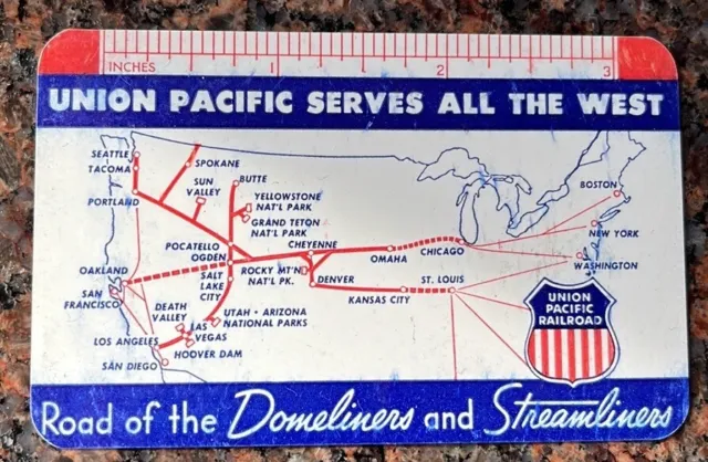Vintage 1961 Union Pacific Railroad~Train Pocket/Wallet Calendar~Western Map