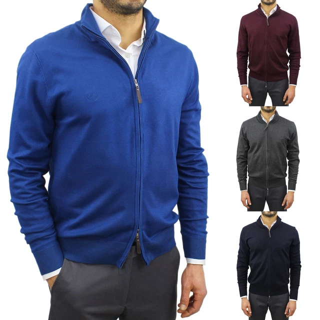 Cardigan Uomo Zip Invernale Maglioncino con Cerniera Collo Alto Pullover