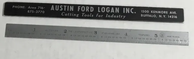 Set Of 2 Metal 6” Rulers Austin Ford Logan, & The L.s. Starrett Co. Mass-Usa Vg
