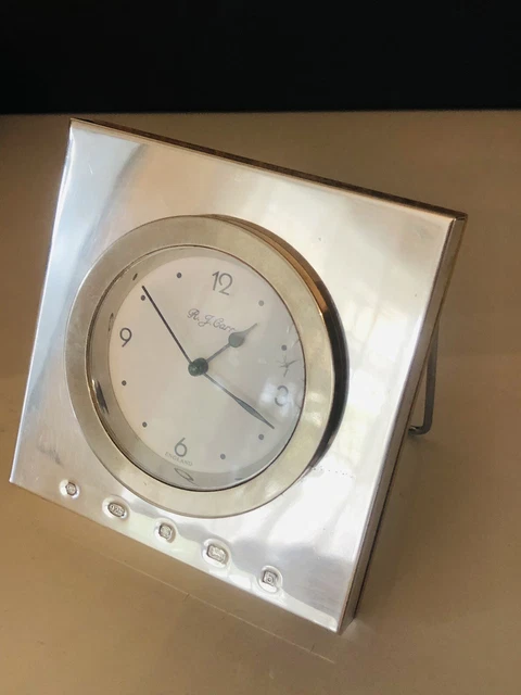 R.J. Carr  Desk Clock with Sterling Silver Front Wooden Back. Sheffield 2001