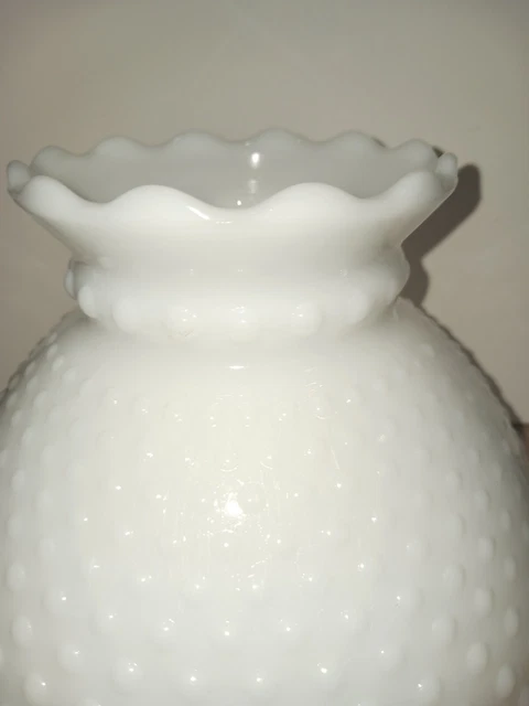 Vintage Oil Lamp Shade GWTW Student Milk Glass Hobnail 8"