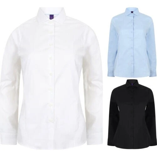 Donna Henbury Manica Lunga Elasticizzato Camicia