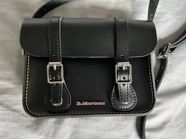 DR. MARTENS 7 inch Leather Satchel Shoulder Crossbody Bag Black